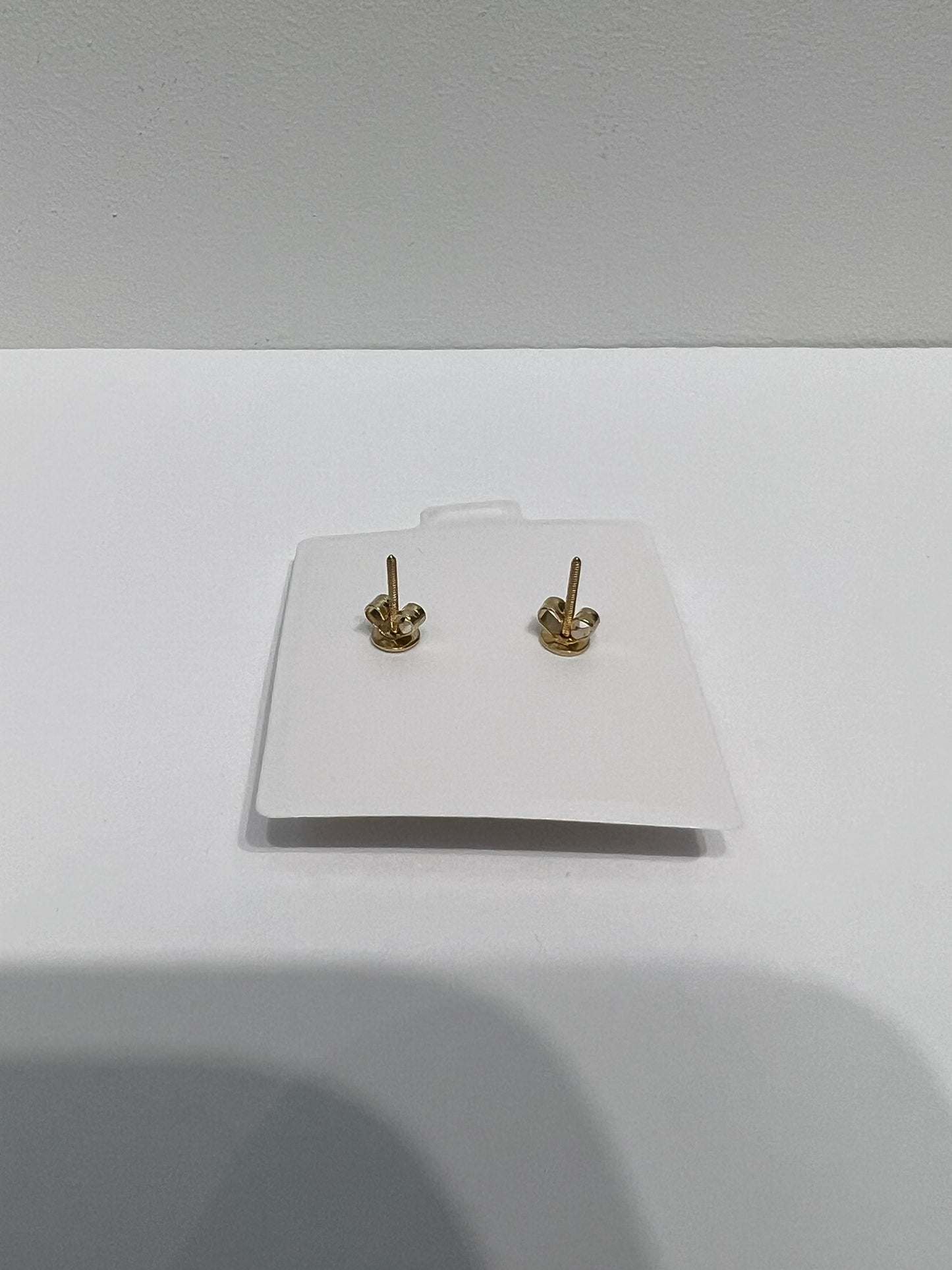 1202- NEW 14K Gold Teddy Bear Full Cz Stud Earrings w/ Clear Cz (9.6mm) W.G