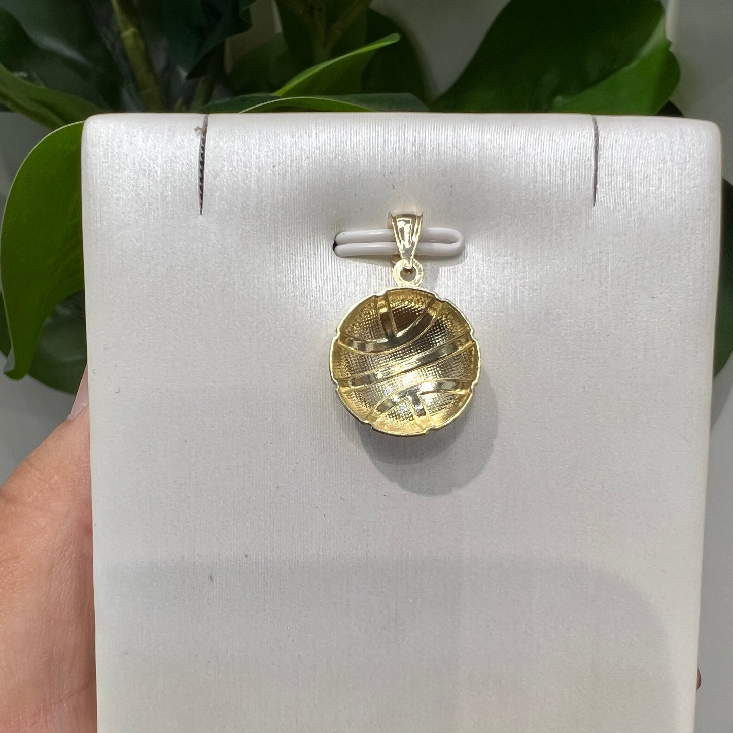 1649- NEW 10K Gold Basketball Pendant W.G