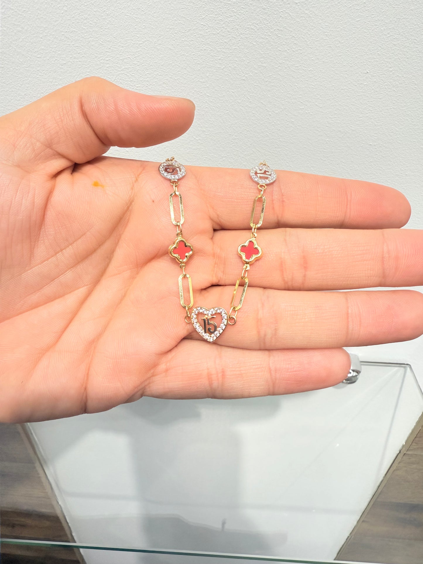 340- NEW 14k Gold Quinceañera Bracelet.(4.34mm).W.G