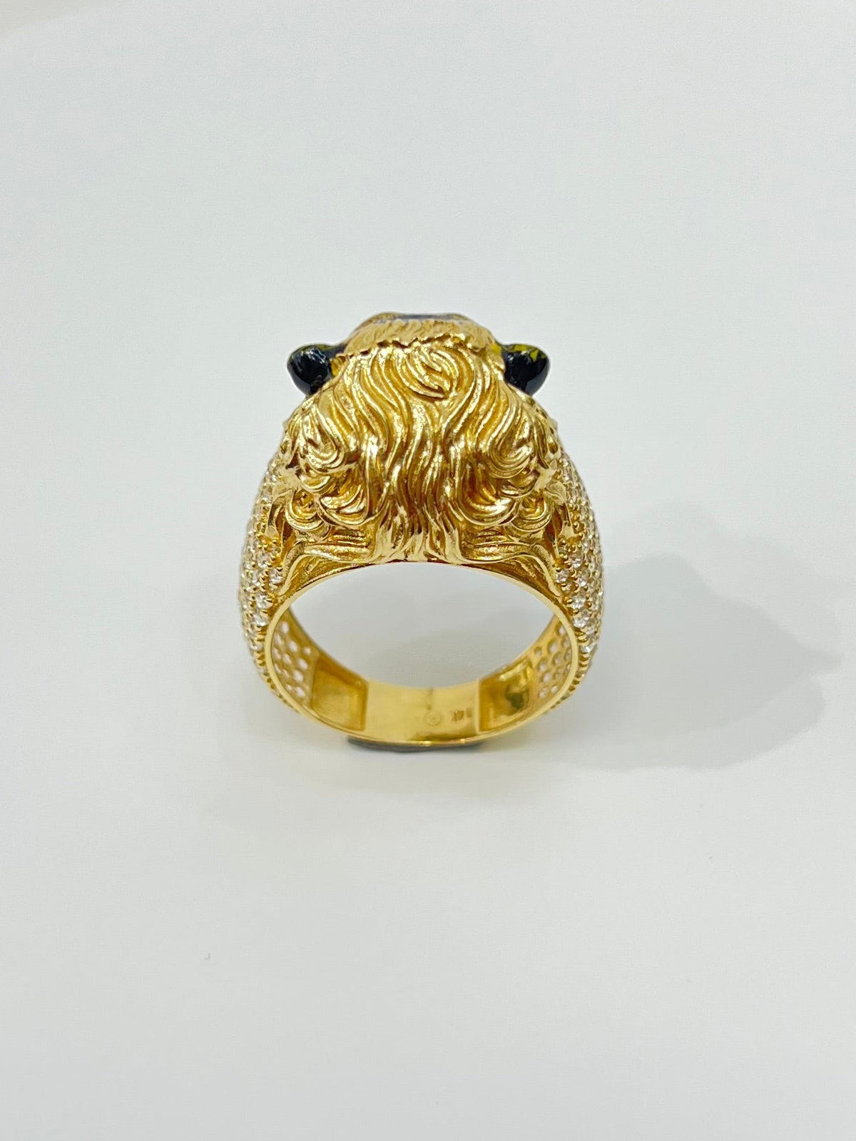 943- NEW 14K Lion Full Cz Men’s Ring W.G