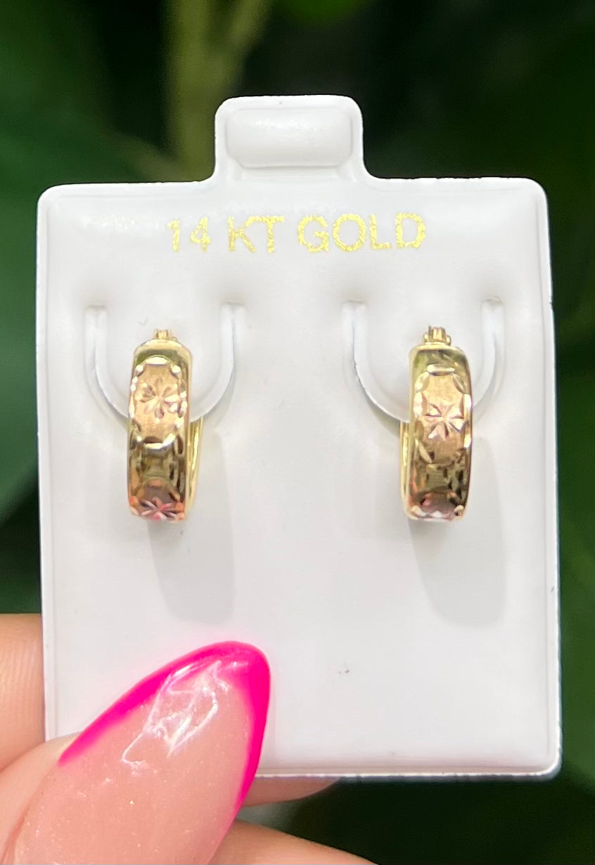 00150- NEW 14K Tri Color Gold Earrings Hoops (12x4mm) W.G