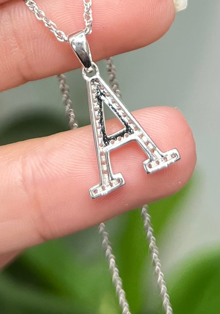 S560- NEW .925 Sterling Silver Letter “ A” Pendant- W.G