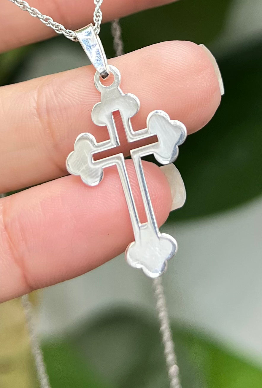 S855- NEW .925 Sterling Silver Fashion Cross Pendant W.G