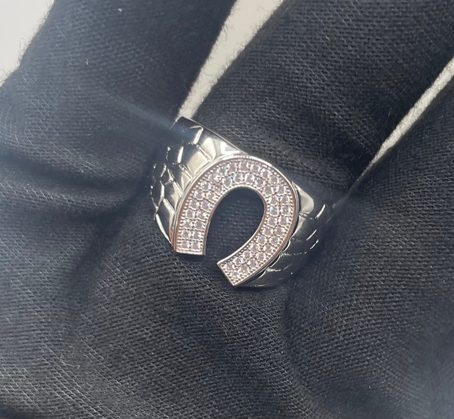 S801-NEW .925 Horseshoe Men's Ring W.G