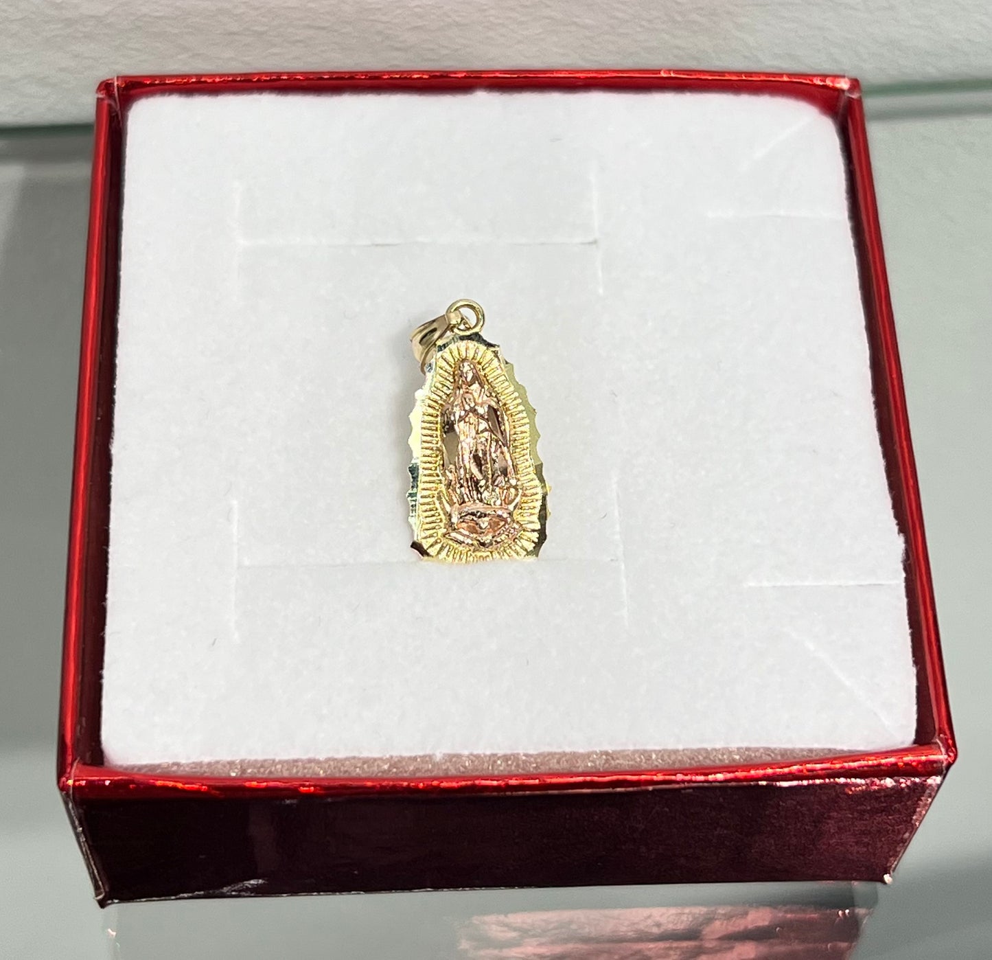 1139- NEW 14K Small Our Lady of Guadalupe Pendant W.G
