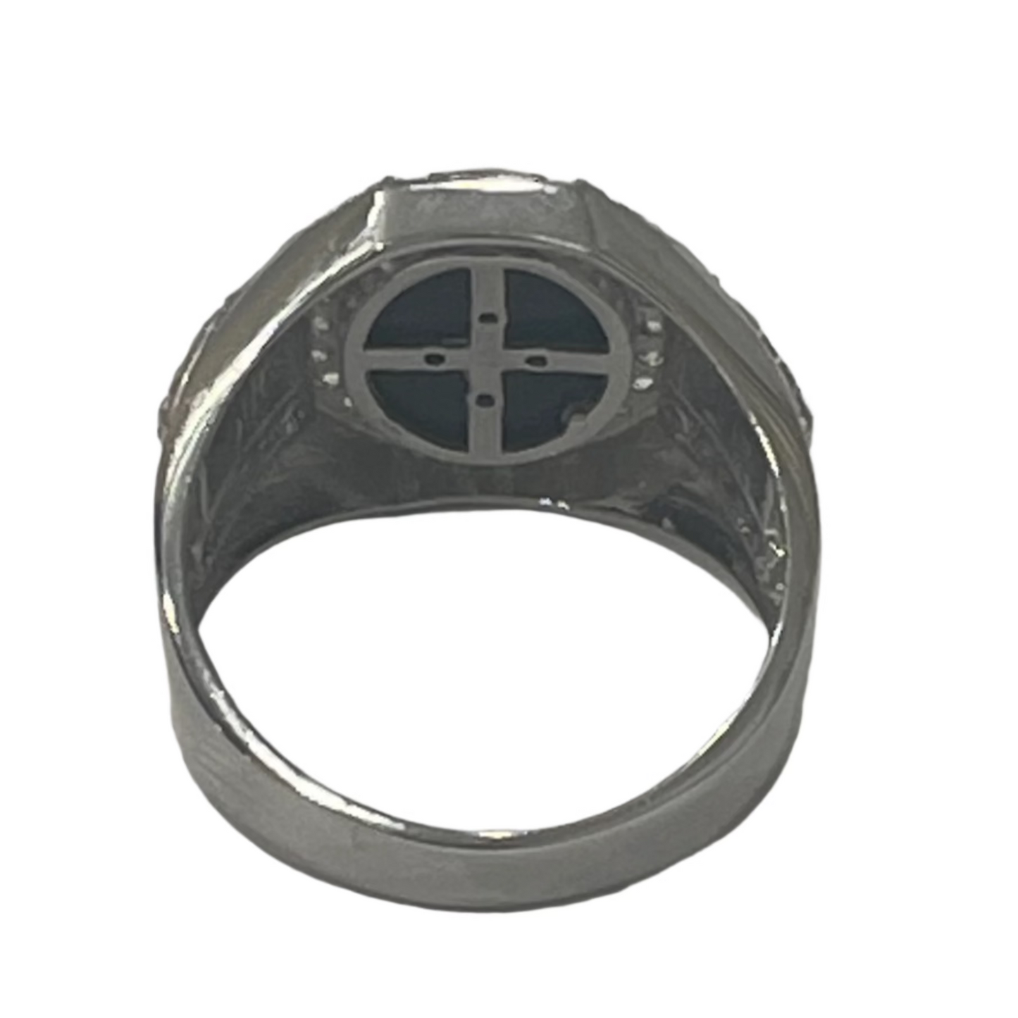 S777-NEW .925 Black Oval Stone Men's Ring W.G