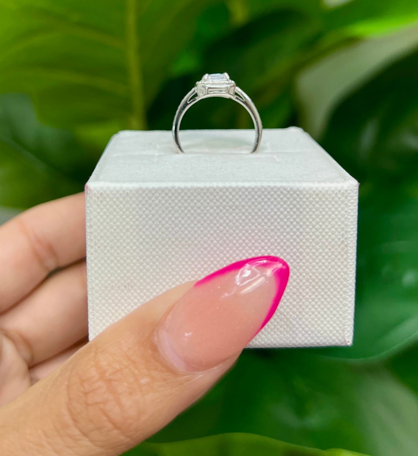 S758- NEW .925 Square Cz Stone Women's Ring W.G