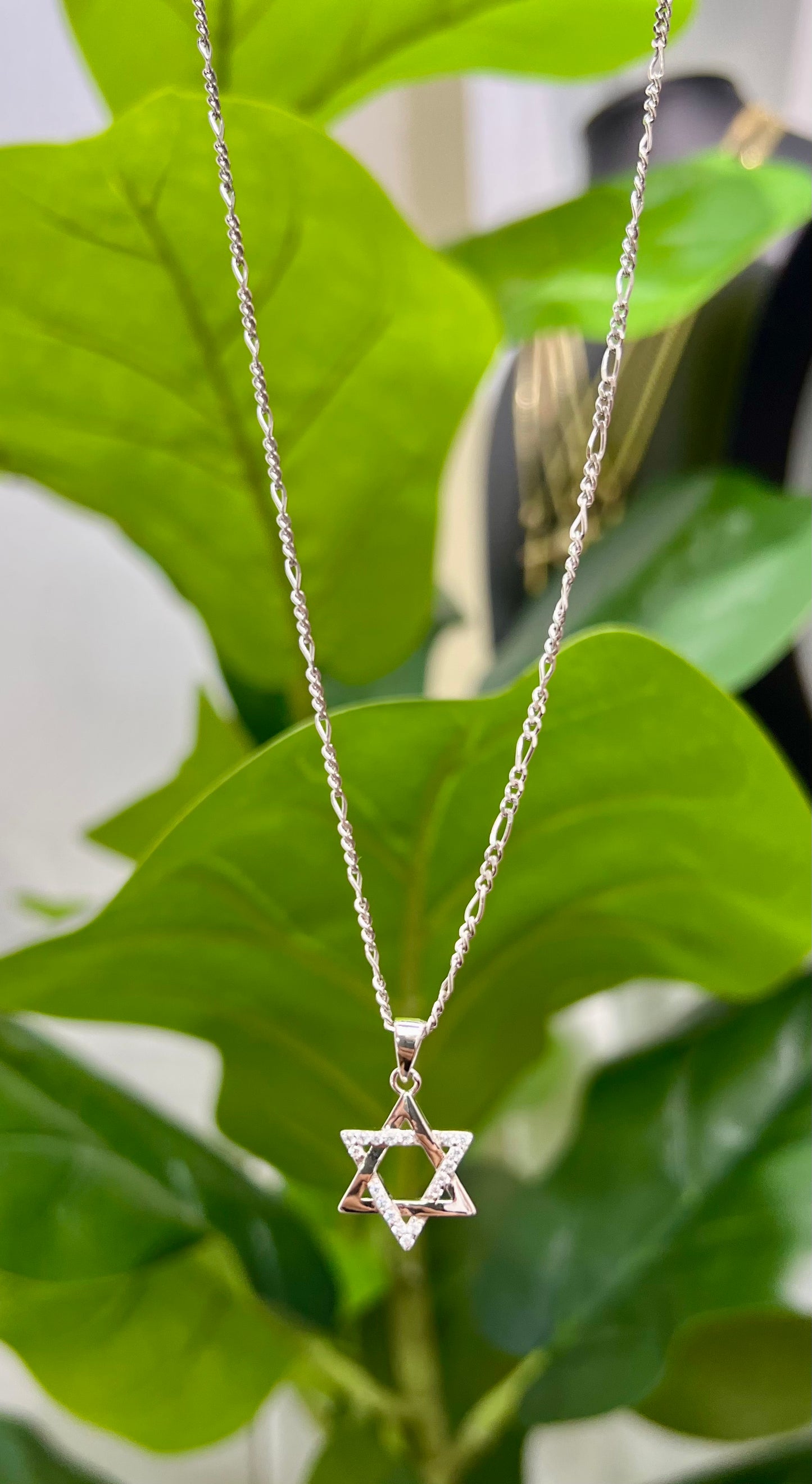 S572- NEW .925 Sterling Silver Star of David Pendant W.G