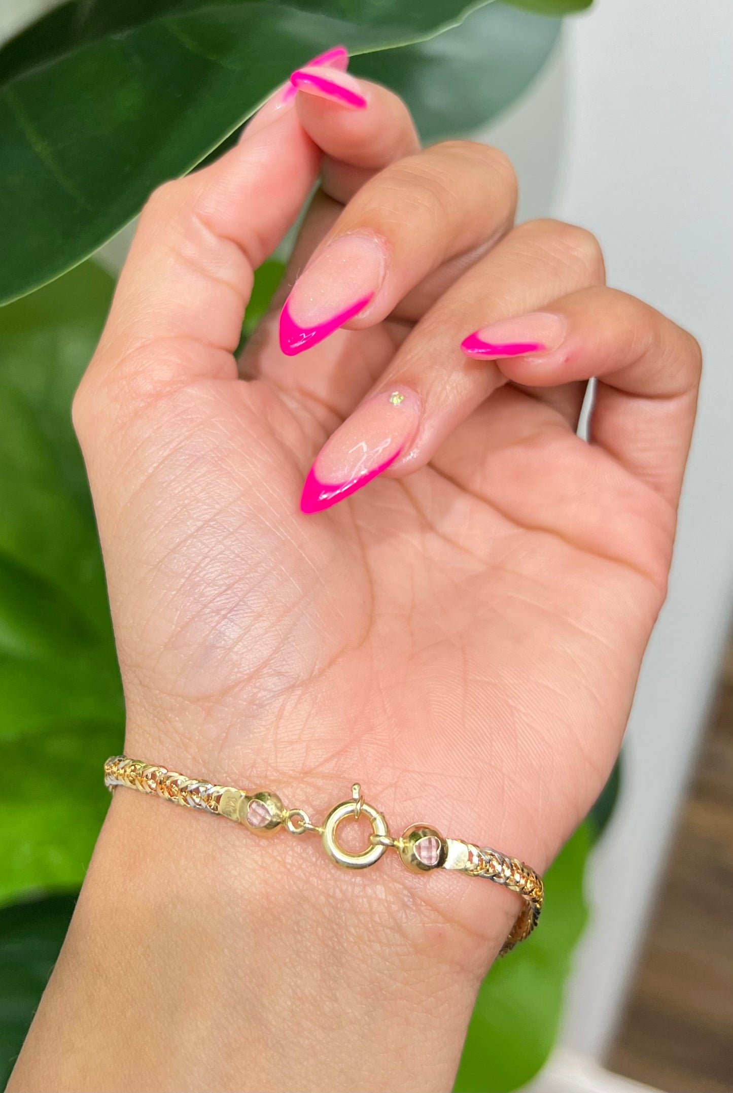 327- NEW 14K Franco Link with Chanel Charm Bracelet W.G