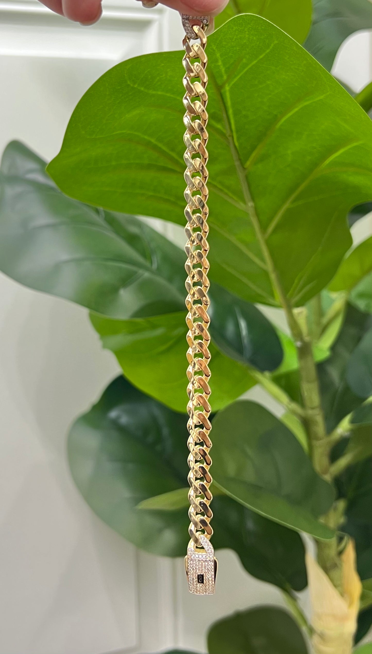 1166- NEW 14k Hollow Cuban Monaci Bracelet (8mm) 7" W.G