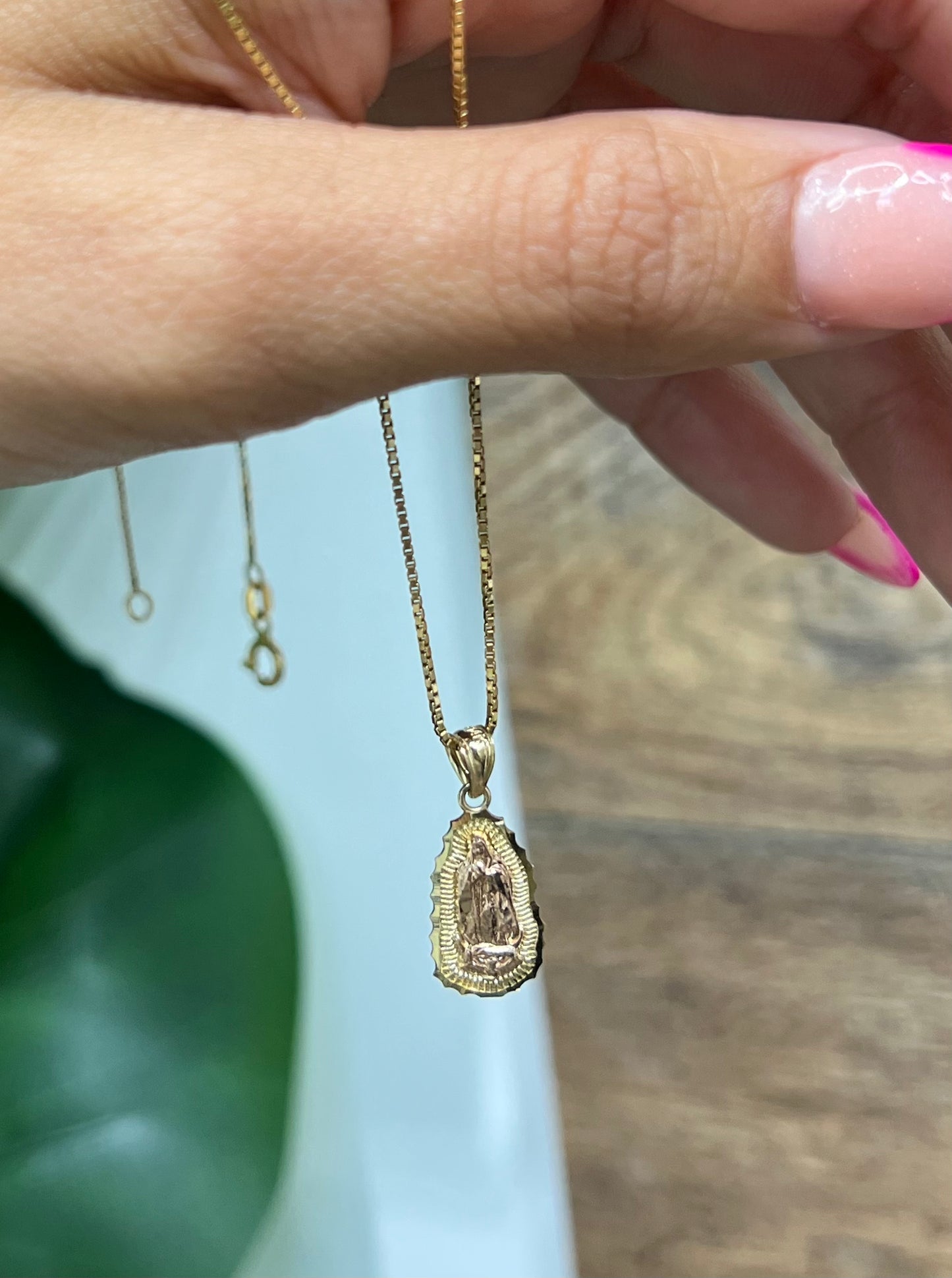 1139- NEW 14K Small Our Lady of Guadalupe Pendant W.G