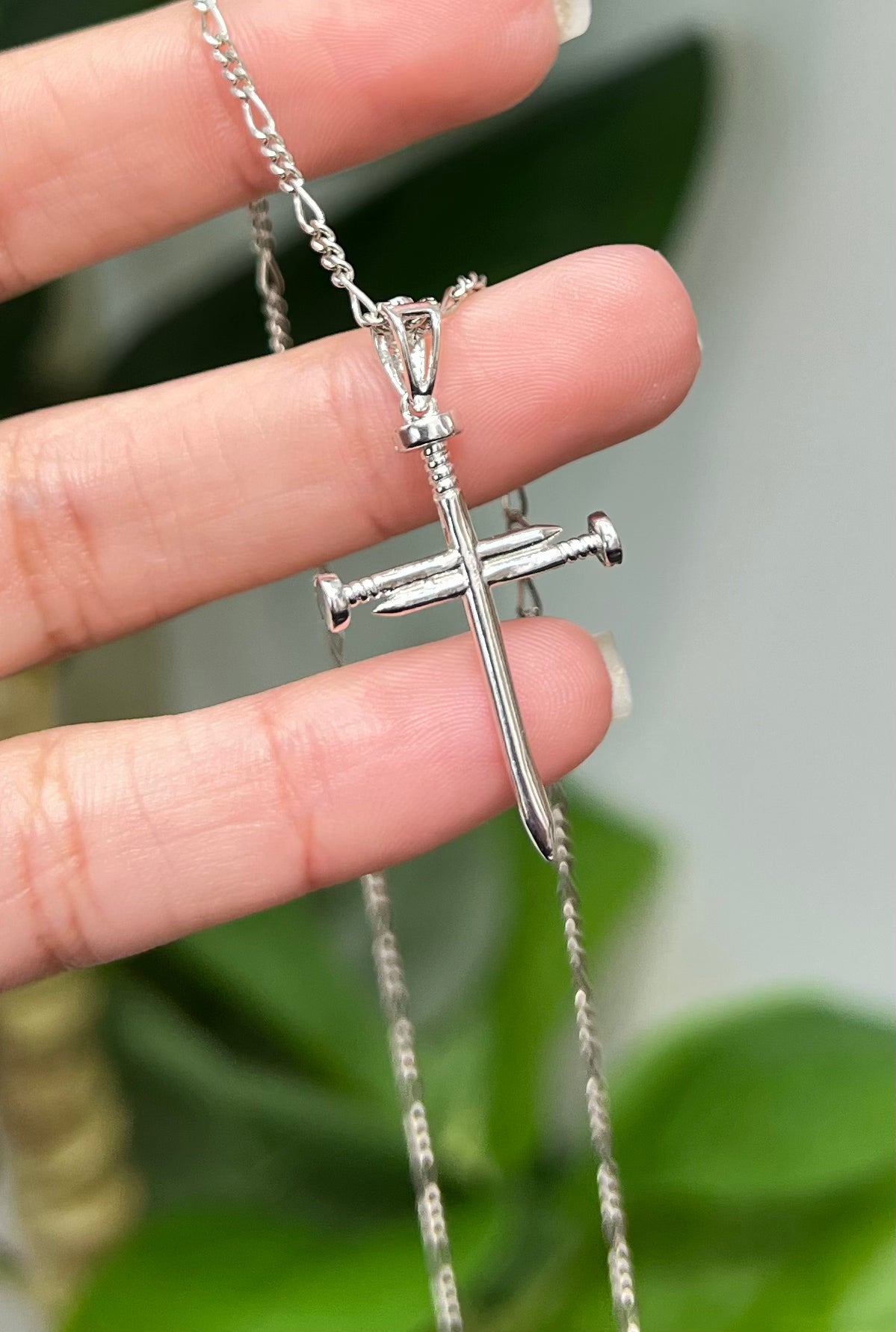 S863 - NEW 925 Sterling Silver Cross Moissanite Stone Pendant W.G