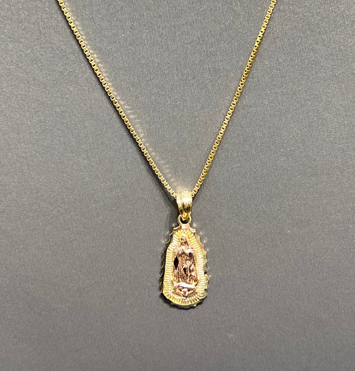 1139- NEW 14K Small Our Lady of Guadalupe Pendant W.G