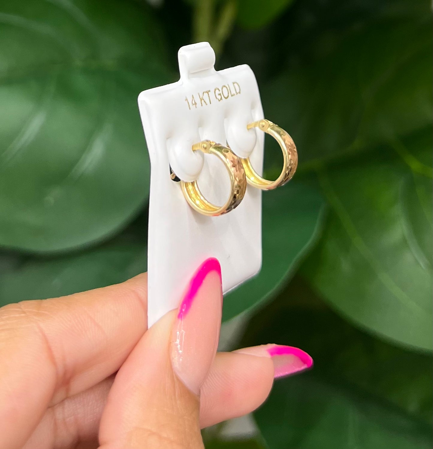 00150- NEW 14K Tri Color Gold Earrings Hoops (12x4mm) W.G