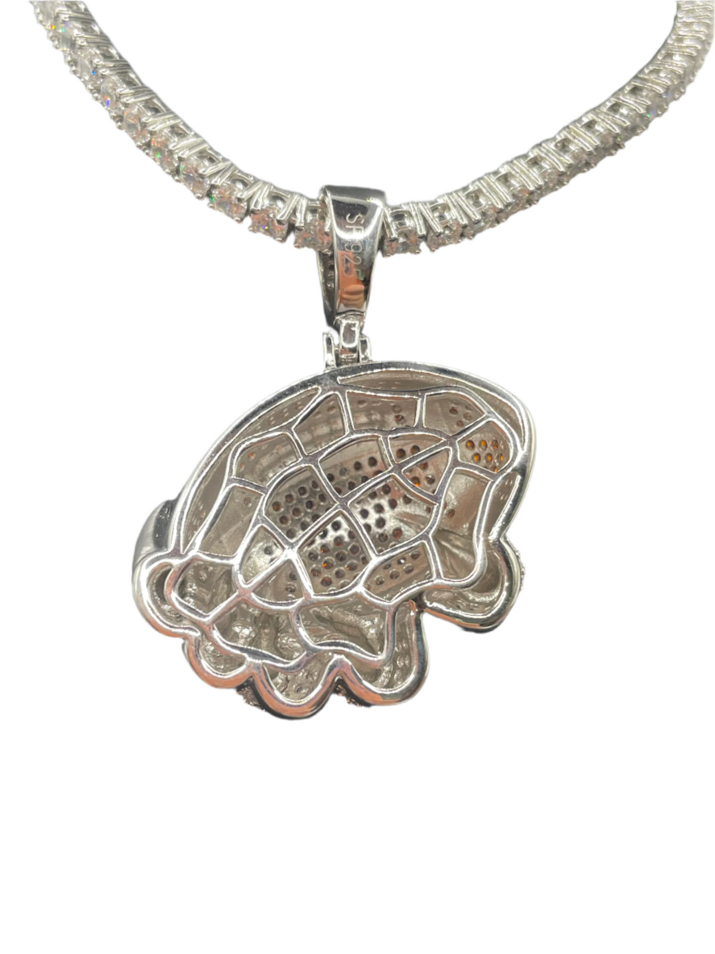 S407- NEW .925 Sterling Silver Claw Football Pendant W.G