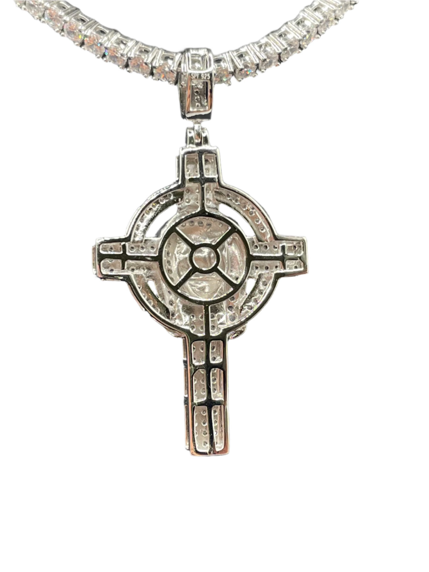 S404- NEW .925 Sterling Silver Full CZ Cross Hip Hop Pendant W.G