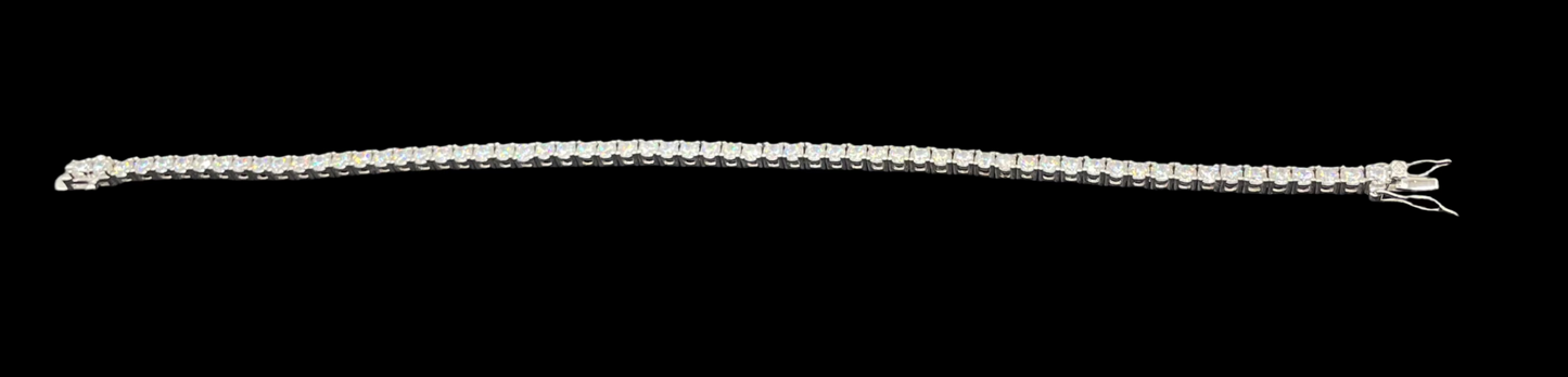 S385- 925 Sterling Silver Round CZ Tennis Bracelet 3mm 8”