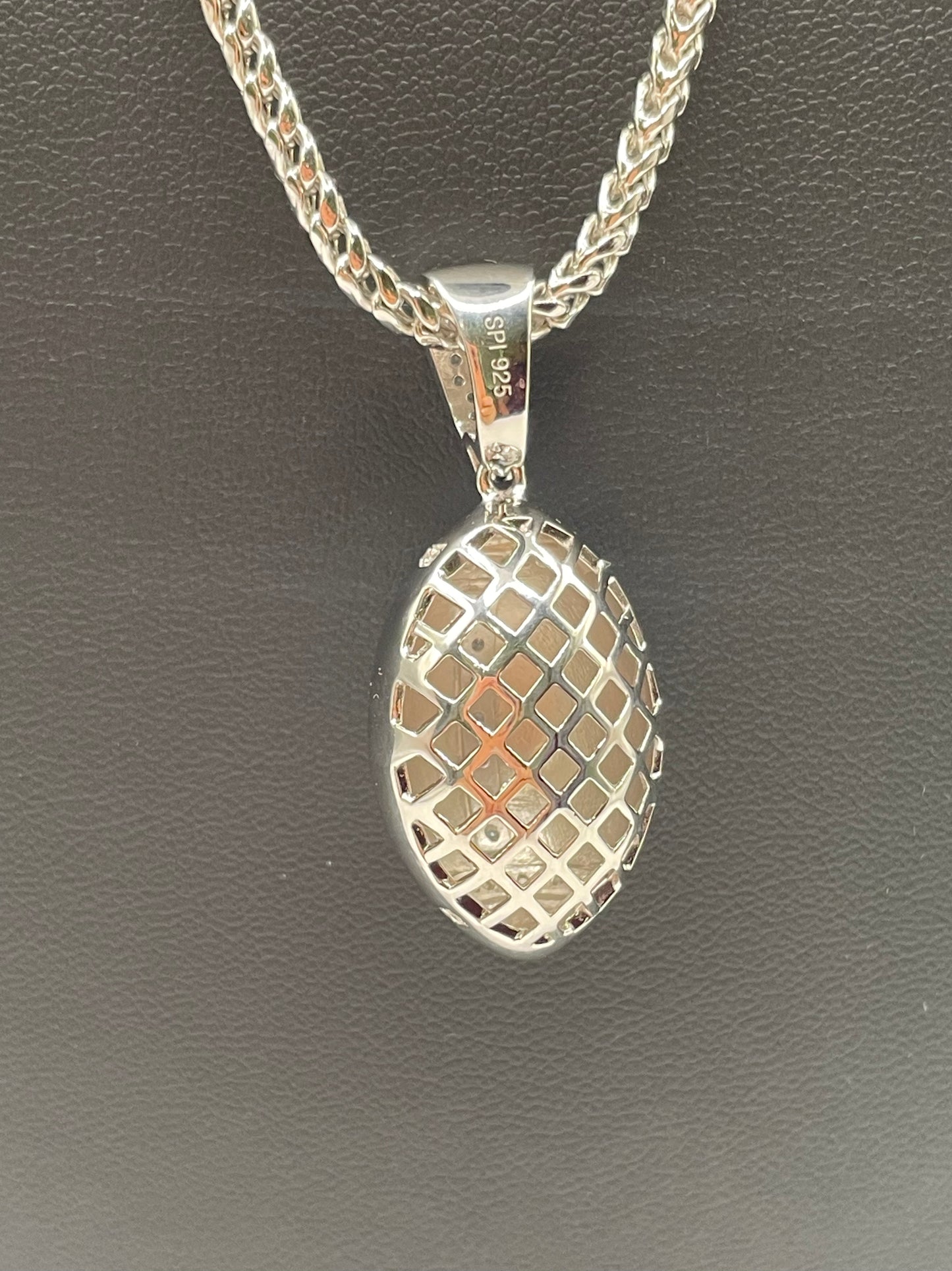 S432- NEW .925 Sterling Silver Football Ball Pendant W.G