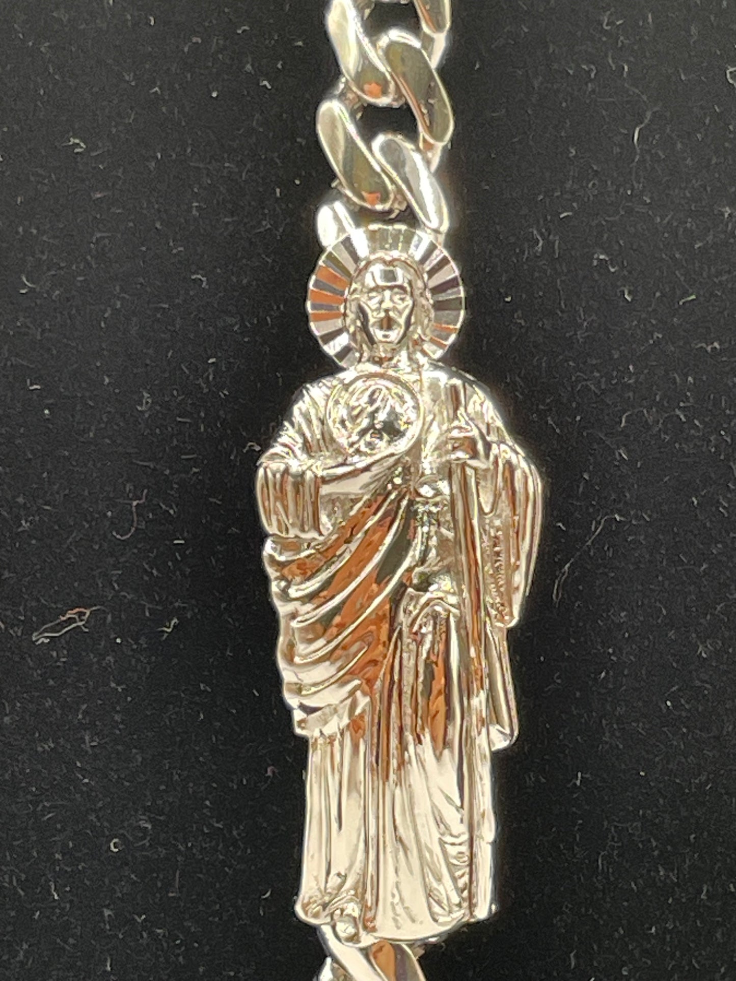 S416- NEW 925 Sterling Silver St Jude Miami Cuban Bracelet W.G