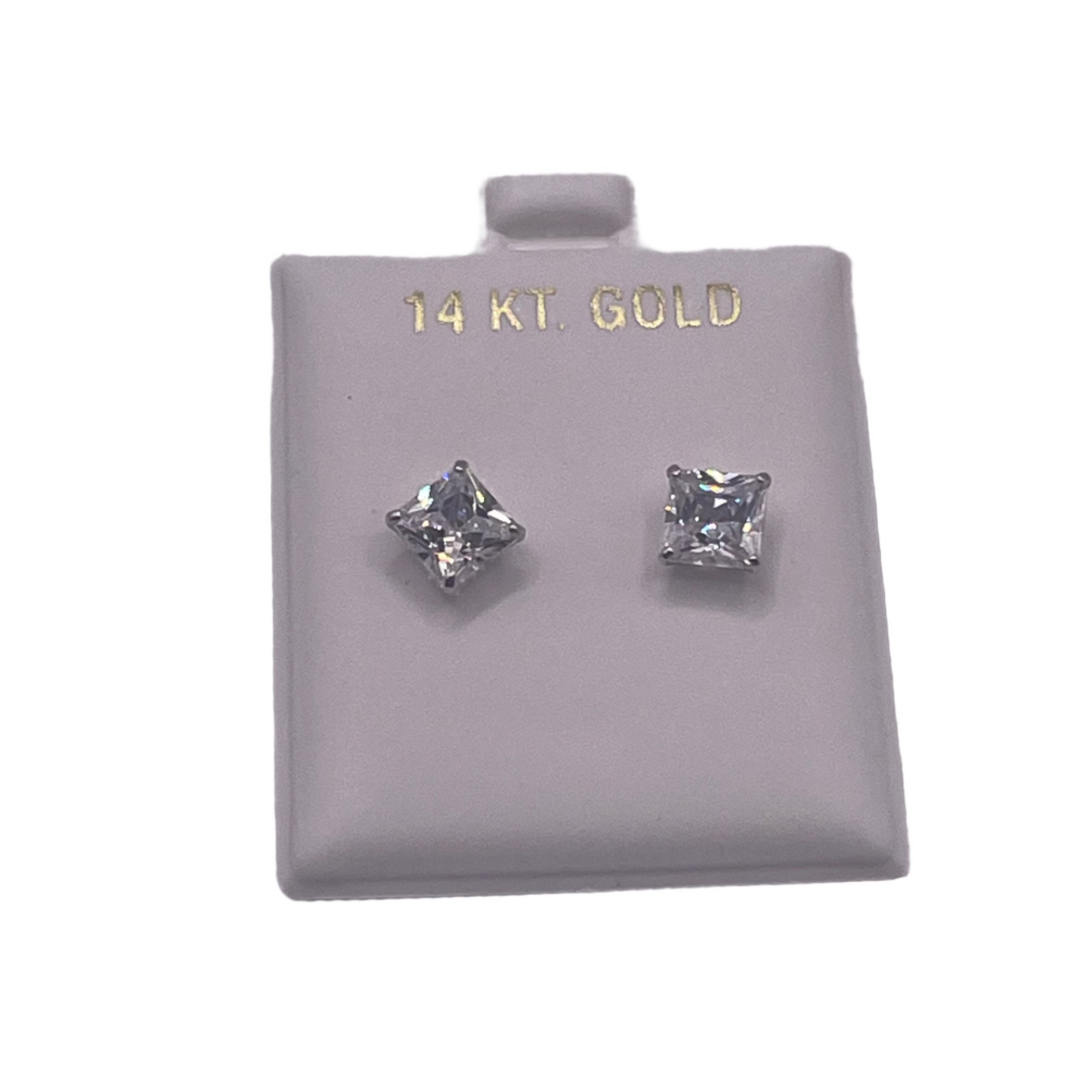 581- 14K White Gold Square Studs (6mm) W.G