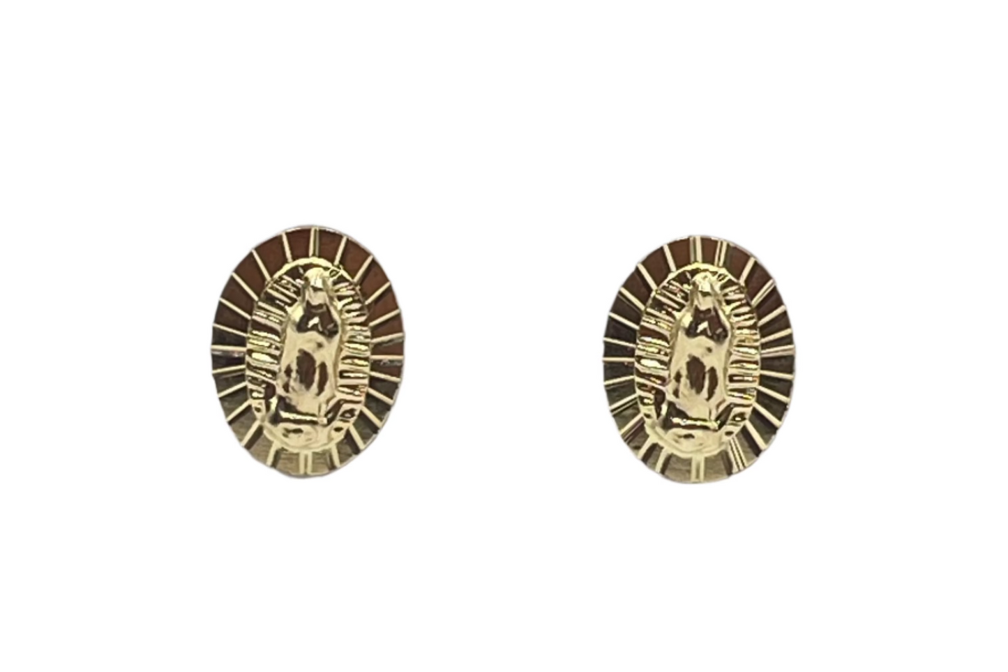 587- New 14K Lady Guadalupe Stud Earrings W.G