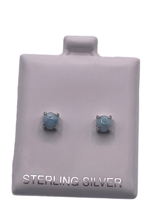 S668- Cicle Larimar Stone Studs (7mm) W.G