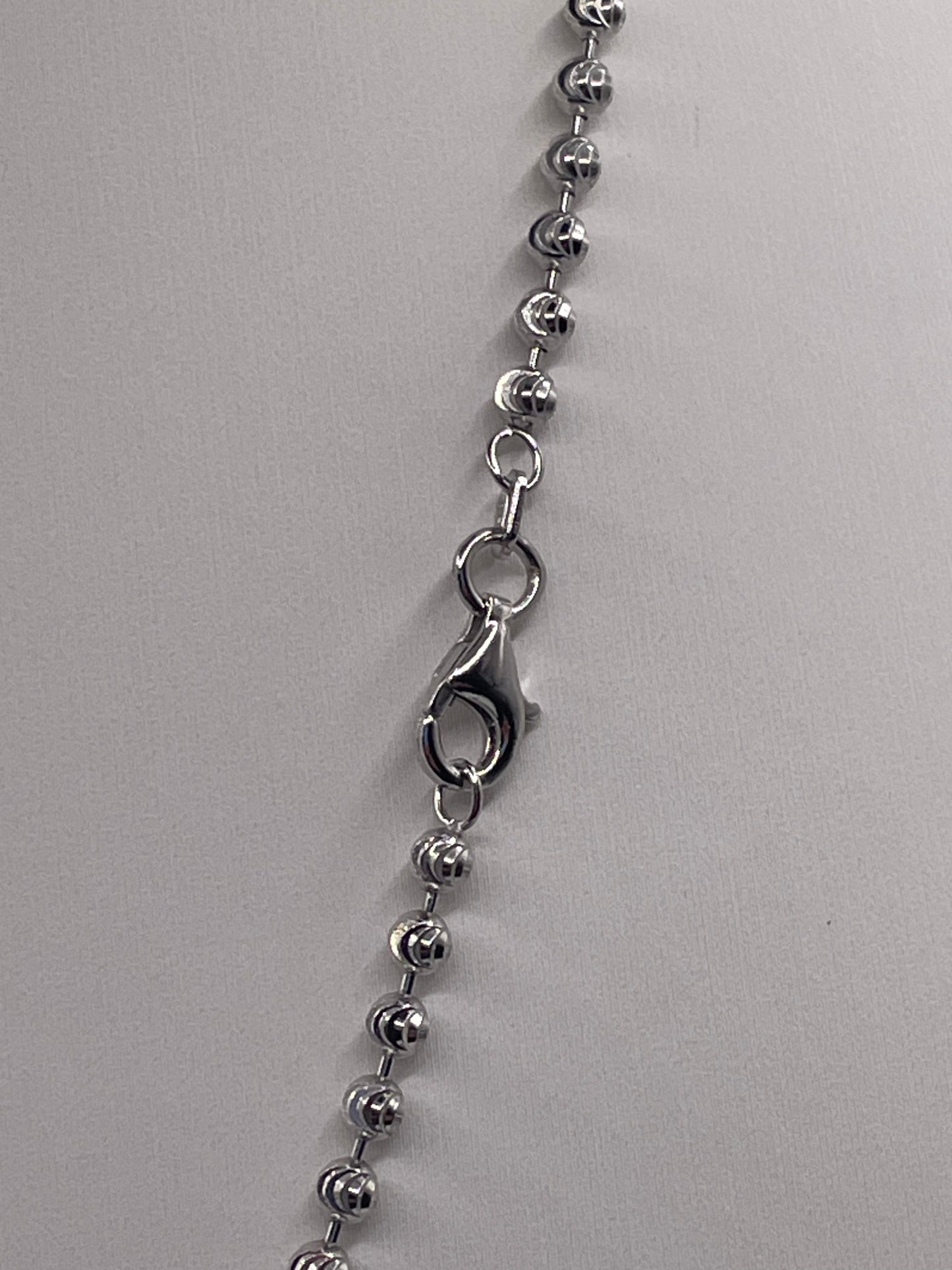 S852- NEW .925 Silver Beads Chain Necklace (1.4MM) W.G