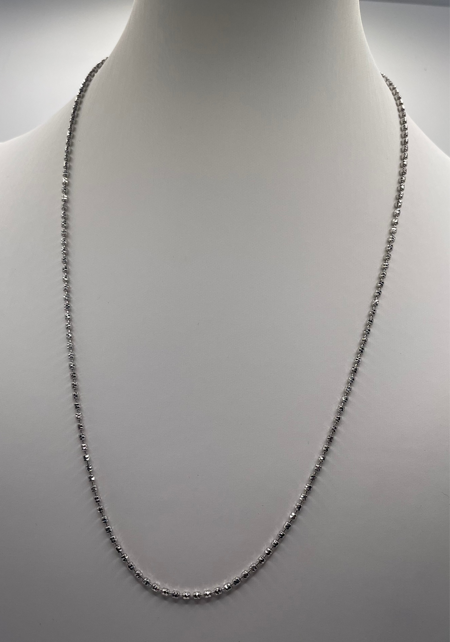 S851- New Sterling Silver Beads Link Necklace (1.0mm) W.G
