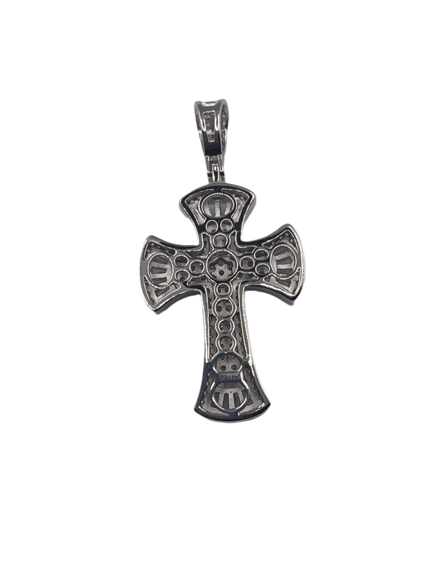 S850- NEW Cz Stones Fashion Cross Pendant (19x12mm) W.G