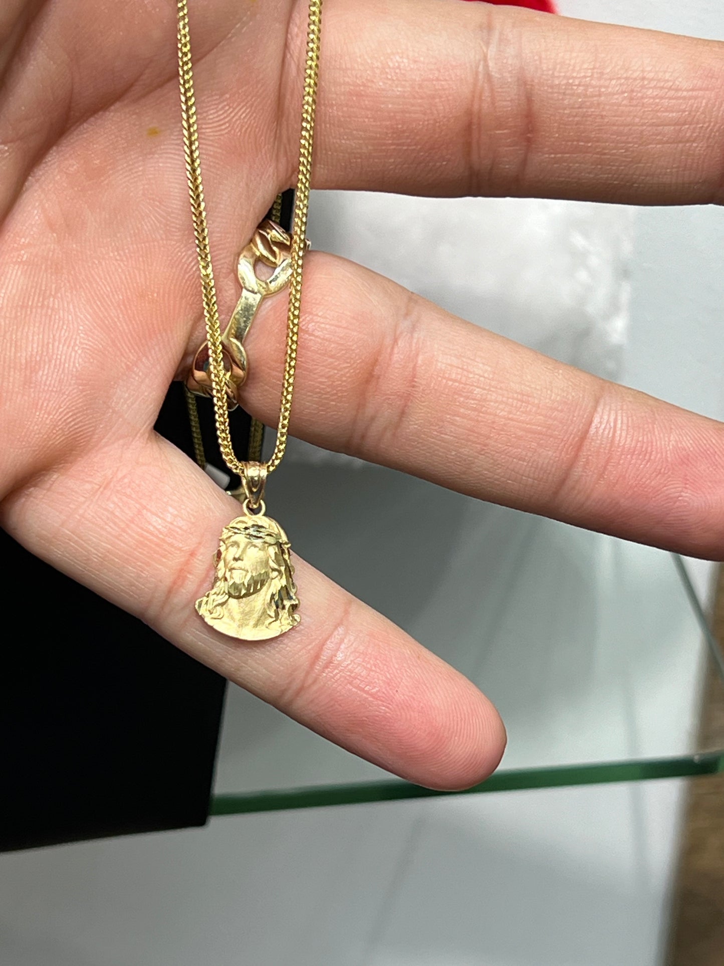 C2- NEW 14K Franco Chain & Religious Jesus Pendant SET