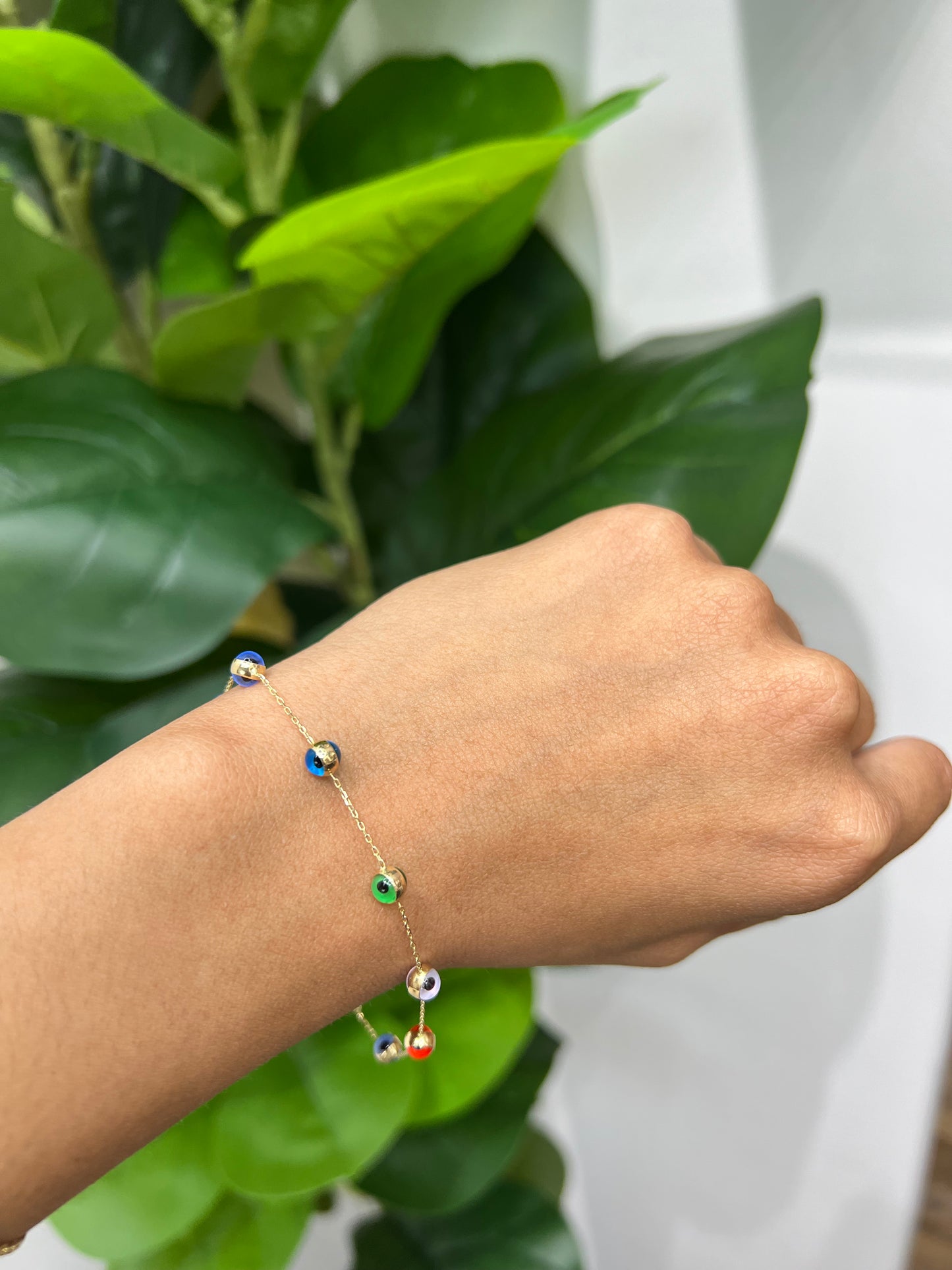 1155- NEW 14K Multi Color Evil Eye Bracelet W.G