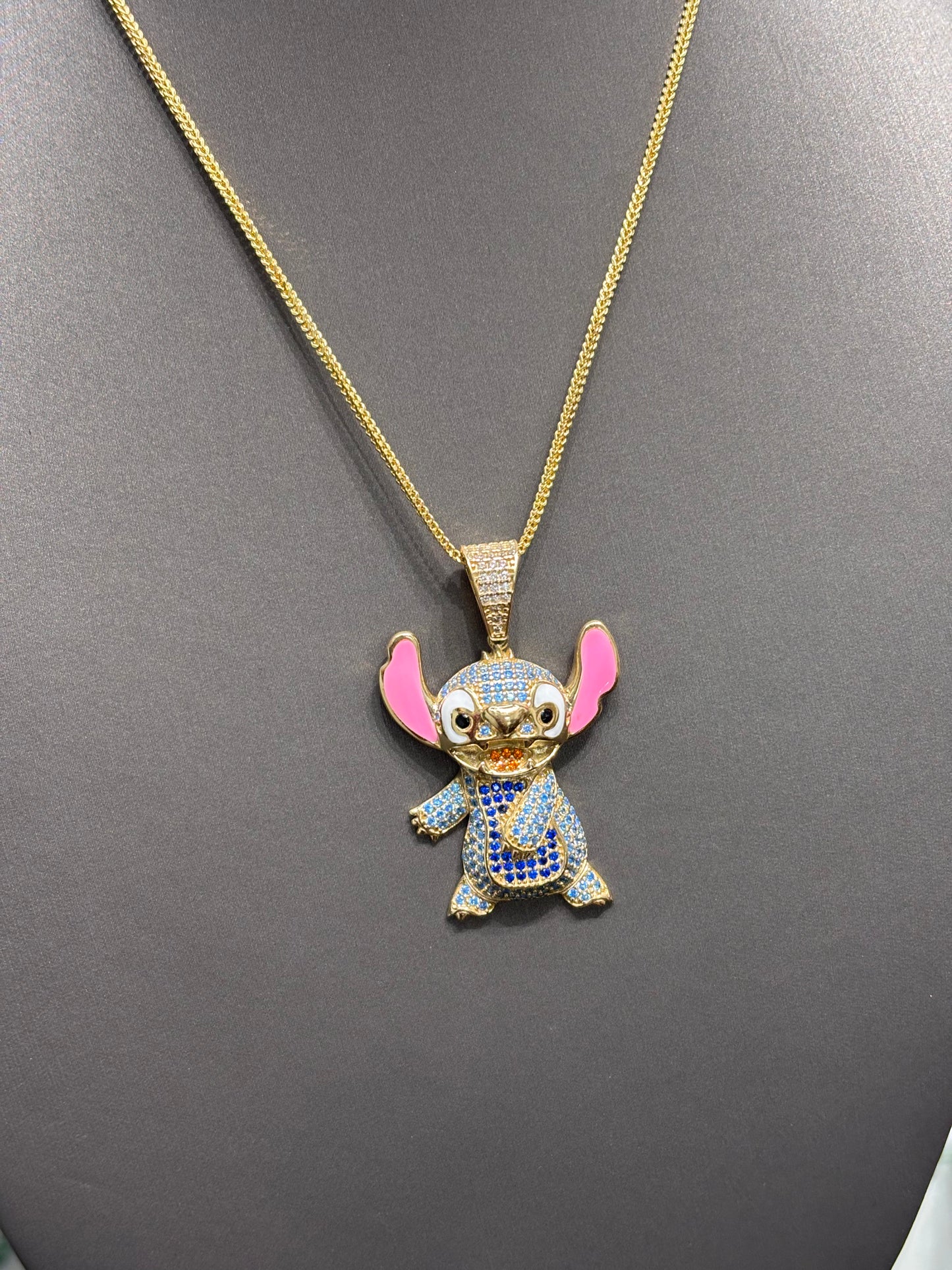 1021- 14K Full Cz Gold Stitch Pendant (W.G)