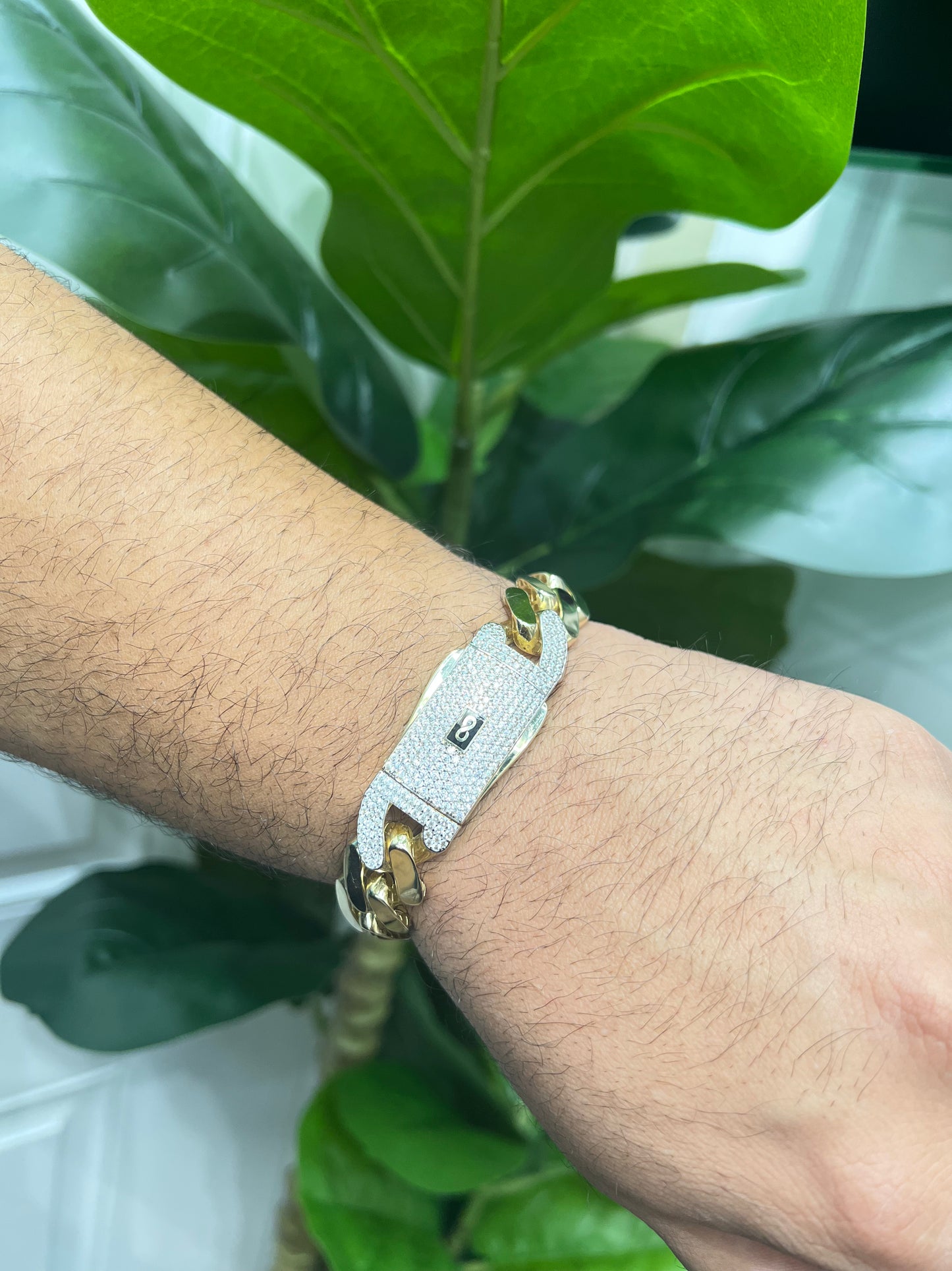 2000- NEW 14K Hollow Cuban Monaci Bracelet (17mm) W.G