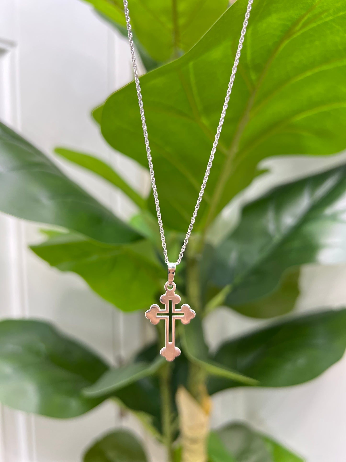 S855- NEW .925 Sterling Silver Fashion Cross Pendant W.G