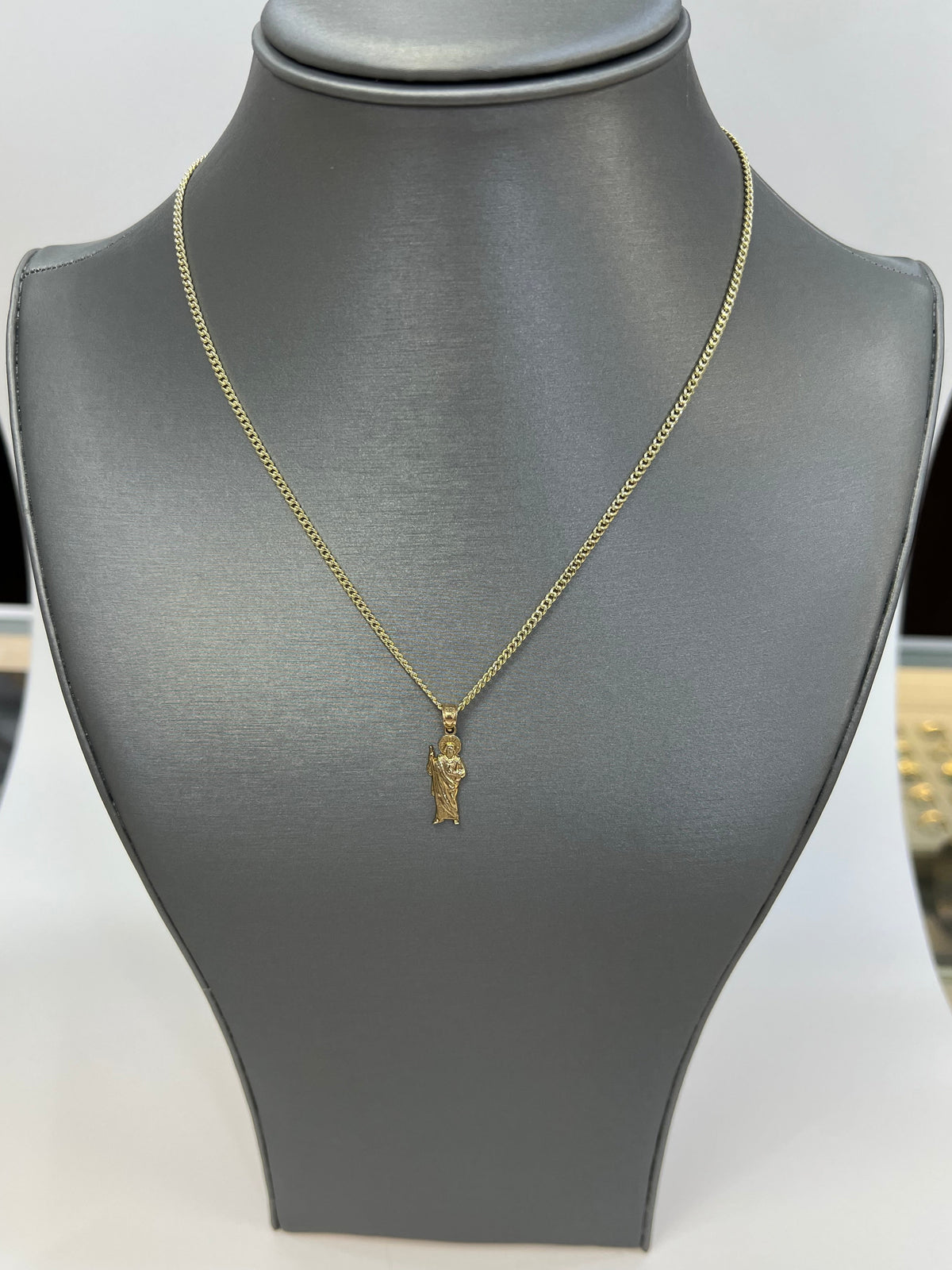 C85- SET 10K Hollow Miami Cuban 16” (2.2mm) & 10K Gold St.Jude Pendant W.G