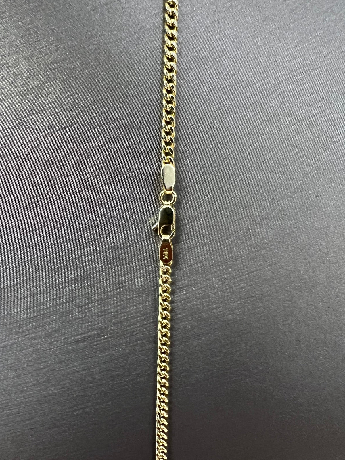 C83- SET 10K Hollow Miami Cuban Chain 18” (2.2mm) & 10K Nugget Cross Pendant W.G