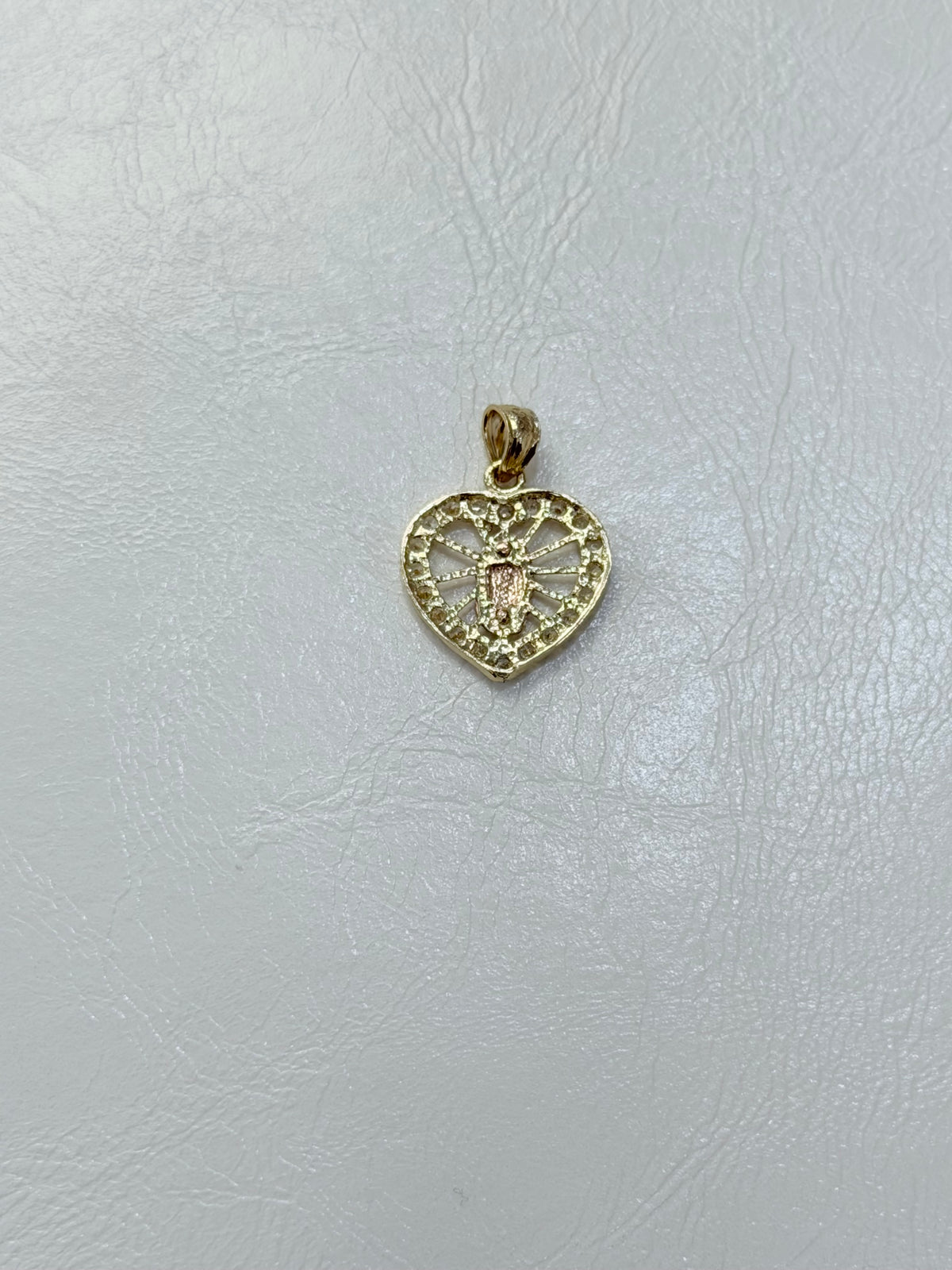 1855- NEW 14K Heart Virgin Mary Charm Pendant W.G