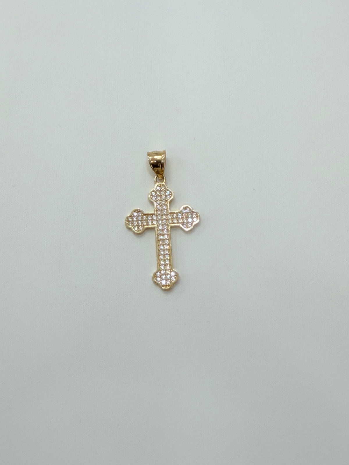 1858- NEW 14K Full CZ Cross Pendant W.G