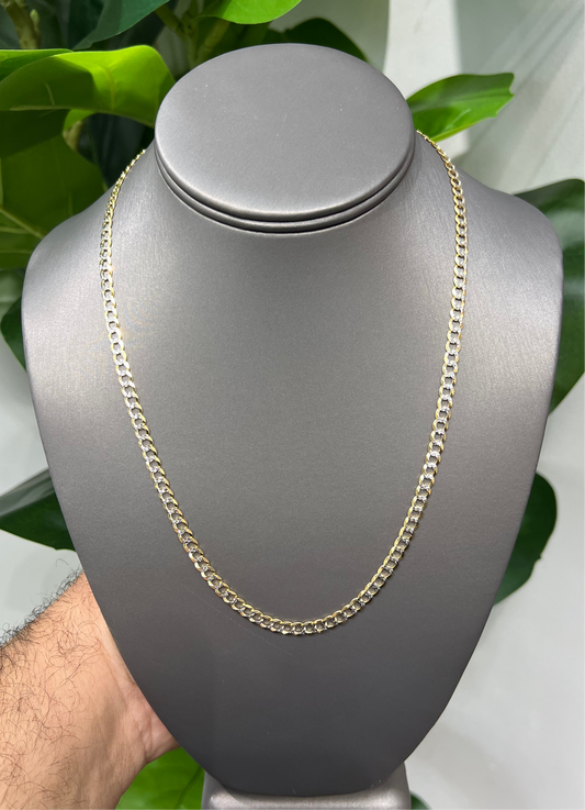 1272- 10K Cuban Curb Solid Two Tone Chain 24" (4.7mm) W.G