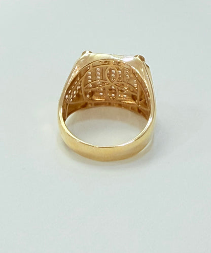 1355- NEW 14K Full Cz Classic Square Fashion Men's Ring W.G