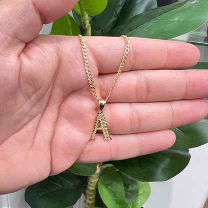 1347- NEW 14K Small Letter A Initial Pendant W.G