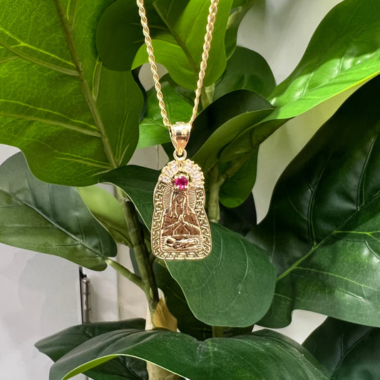 1309- NEW 10K Gold Virgin Mary Pendant W.G