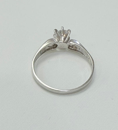 1017- 14K White Gold Solitaire Cz Ring (W.G)