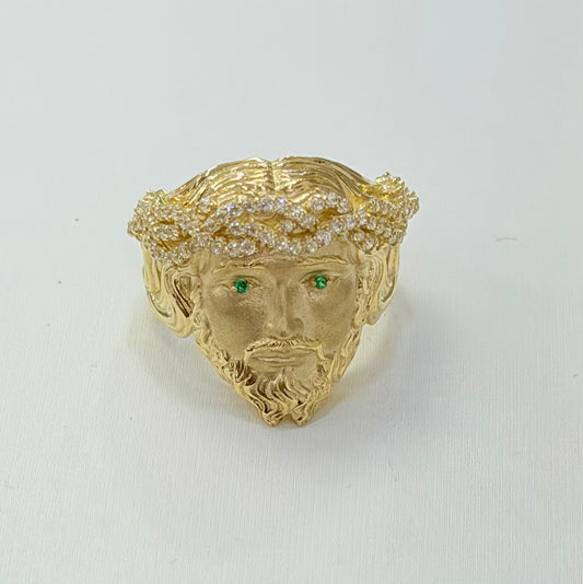 1834- NEW 14K Jesus 3D Face Fashion Ring W.G