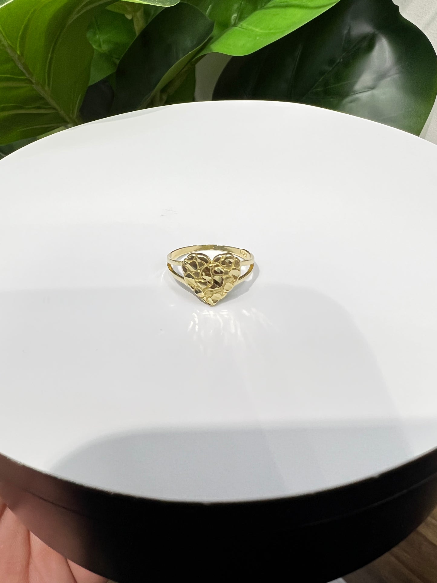 932- NEW 14K Heart Shaped Nugget Ring W.G