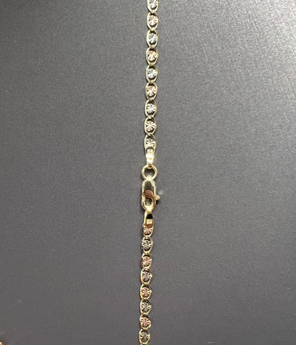 314-NEW 14k  Valentino chain  Tri tone (2.6mm).W.G