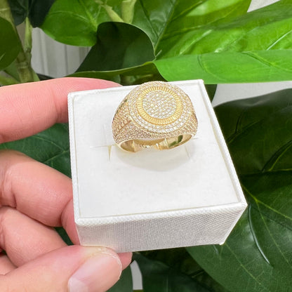 1349- NEW 14K Classic Round Ice Out Men's Ring W.G