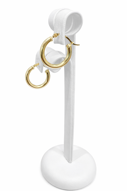 1570- NEW 10K Gold Hoop Earrings (19.7x3mm) W.G