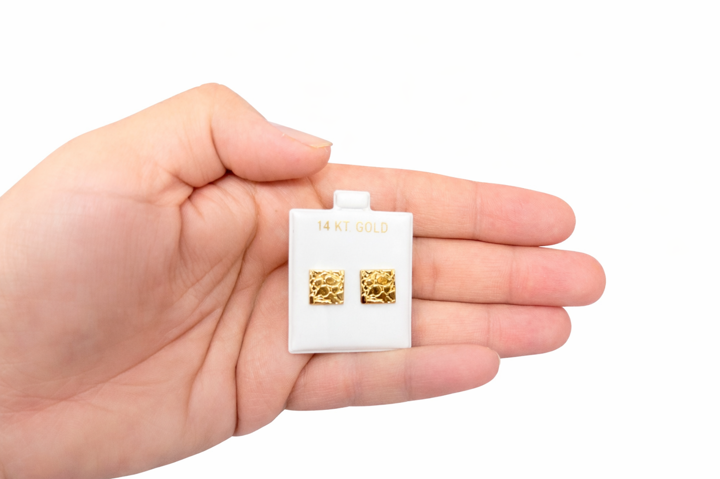 983-14K Square Nugget Stud Earrings (W.G)