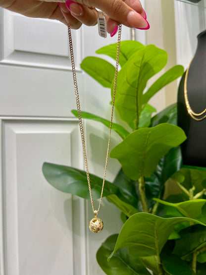 C11- NEW 14k Two Tone Cuban Curb Chain and Soccer Ball solid Pendant.W.G